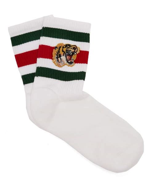 gucci socks tiger black|Gucci Embroidered Tiger Appliqué Socks .